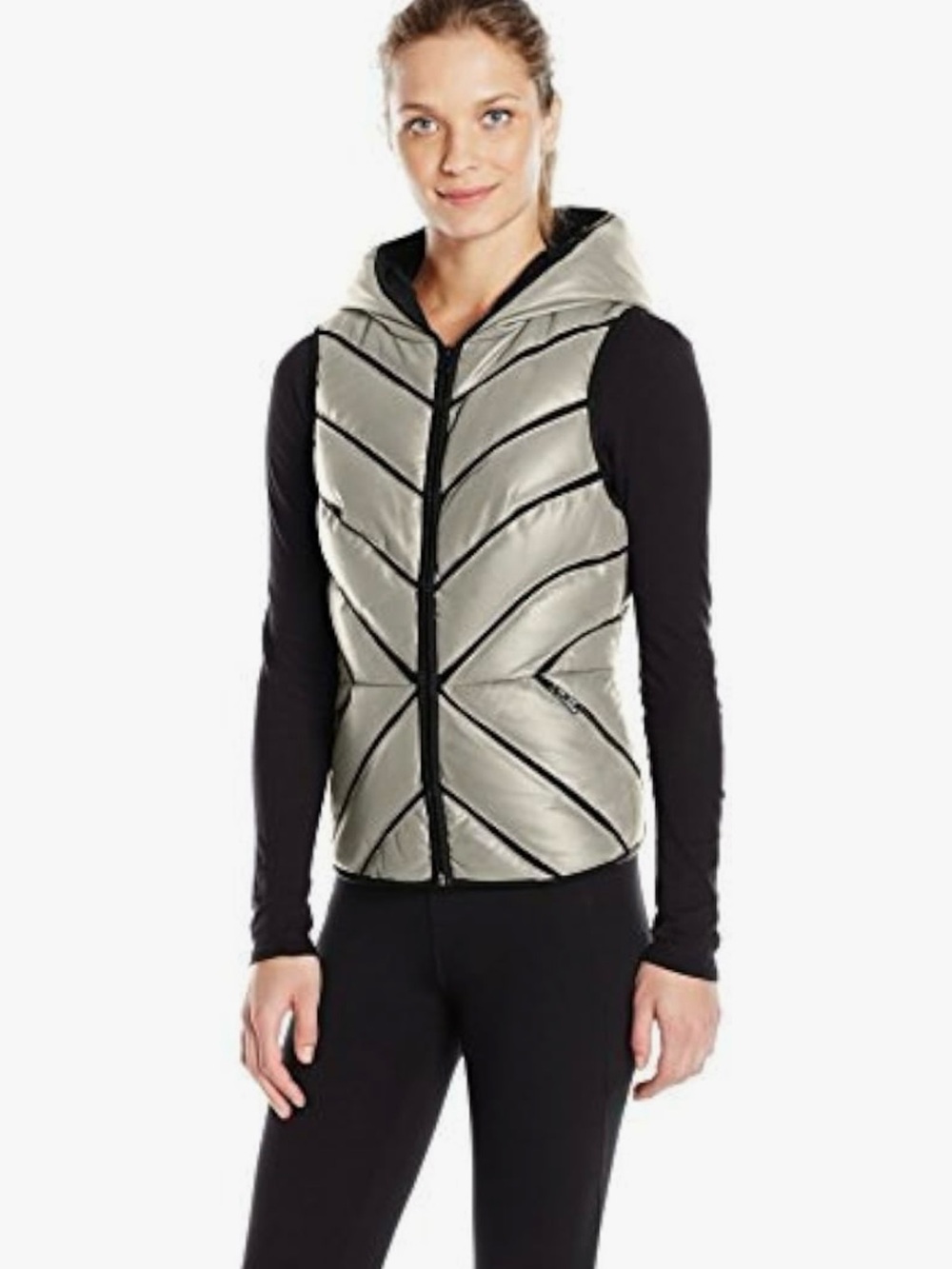 Blanc Noir Women's Mesh Inset Puffer Vest Reflective